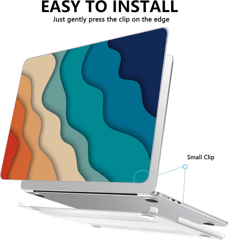 AKIT Compatible with MacBook Air 13 inch Case 2026 2025 2024-2022 M4 M3 M2 A3240 A3113 A2681, Unique Hard Shell Laptop Case+Screen Protector+Keyboard Cover for MacBook Air 13.6 inch, Colorful Wave - Image 4